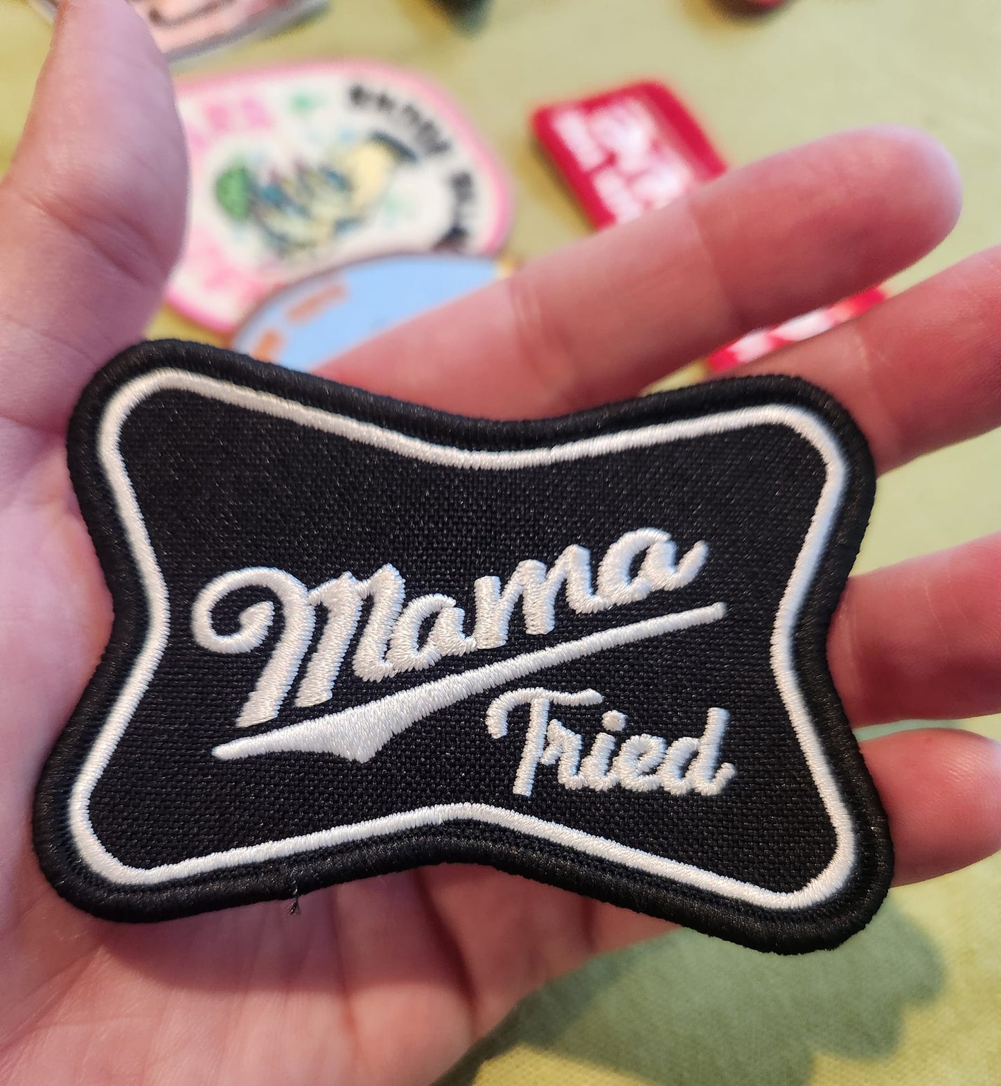 Mama Tried Black Iron-On PATCH - Texas Transfers and Designs