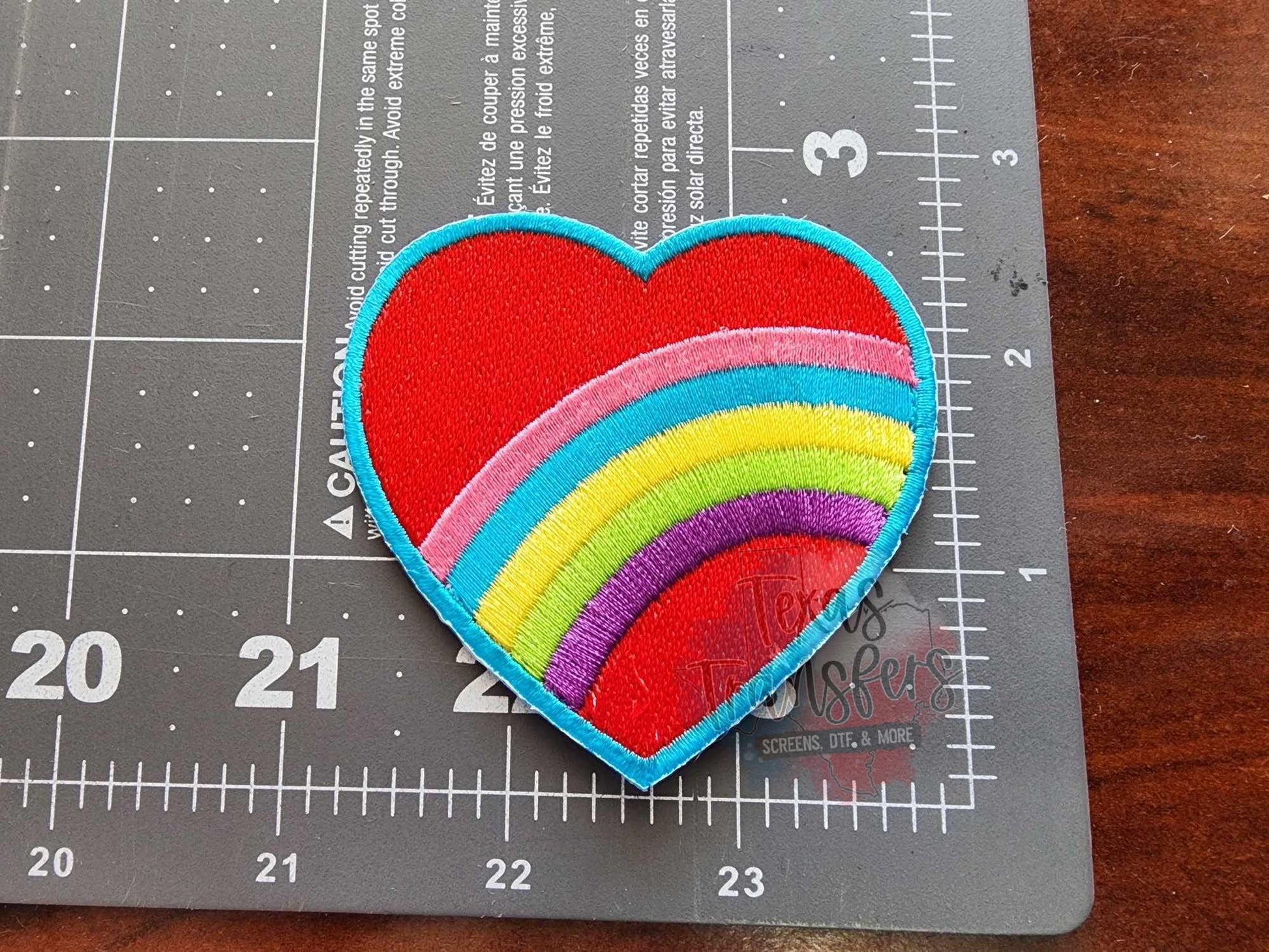 Colorful Rainbow Heart Iron-On PATCH *DISCONTINUED* - Texas Transfers and Designs