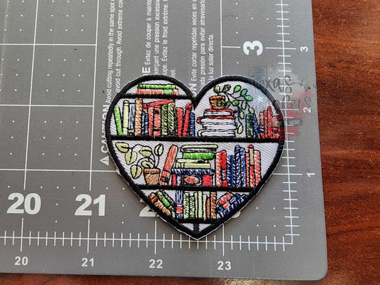 Book Shelf Heart Iron-On PATCH - Texas Transfers and Designs