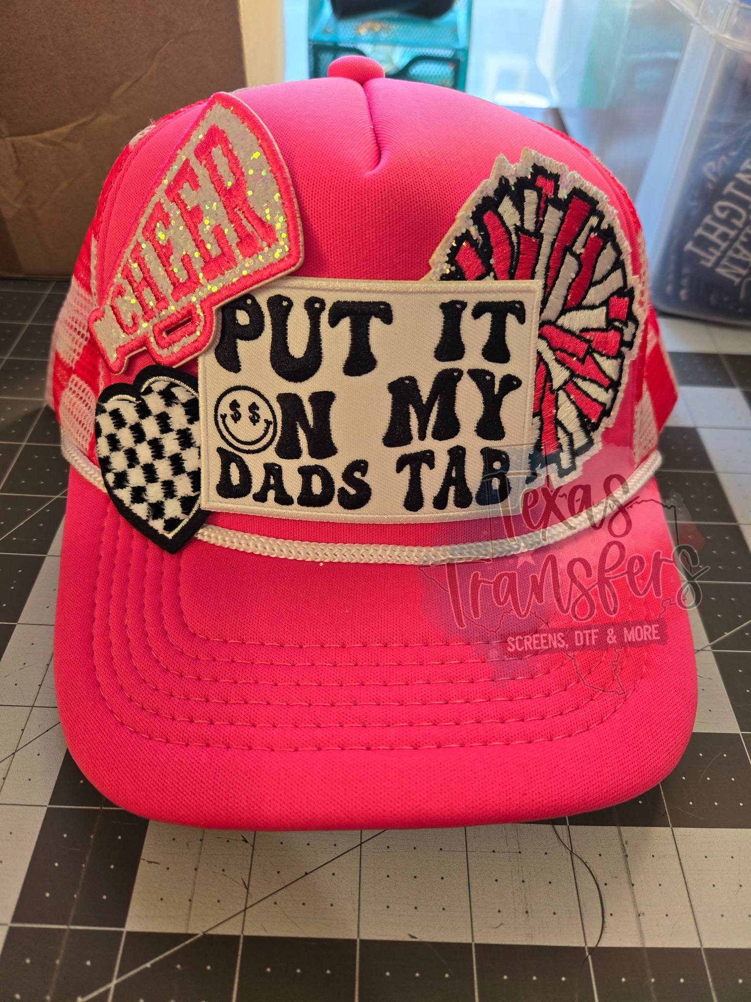 Cheer Megaphone/Pom Pom IronOn PATCH Texas Transfers and Designs