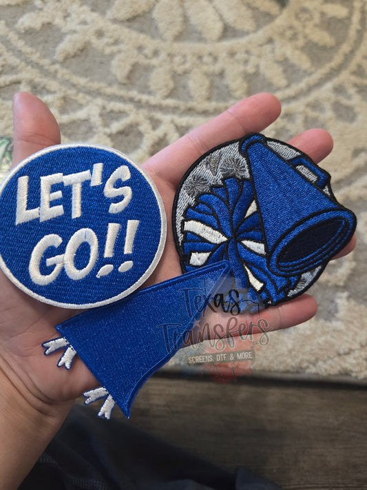 Royal Blue Team Iron-On Patches - Texas Transfers and Designs