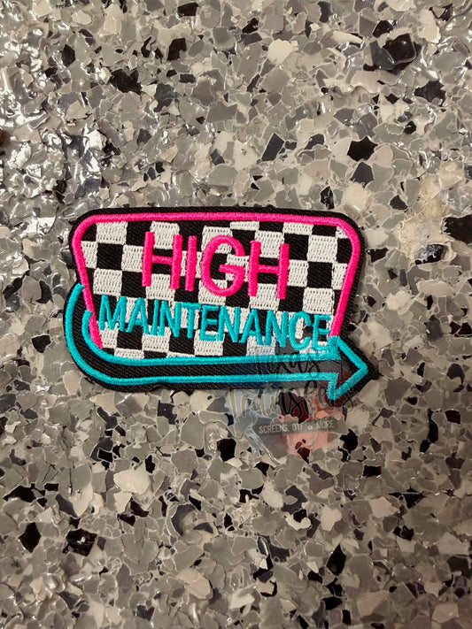 High Maintenance Checkered Iron-On Patch - Texas Transfers and Designs