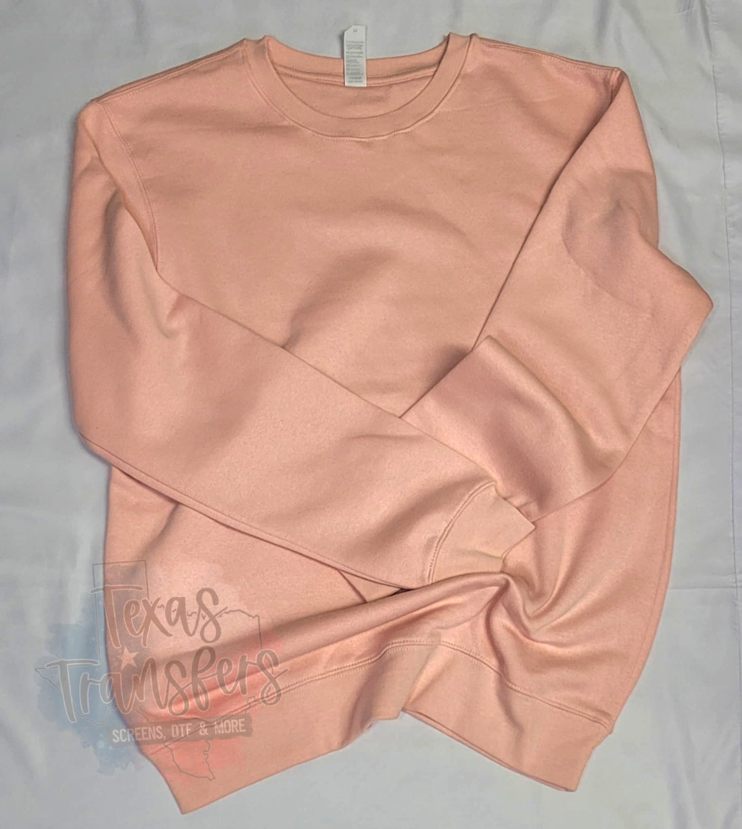 Powder Pink Crewneck Sweatshirt - Texas Transfers and Designs