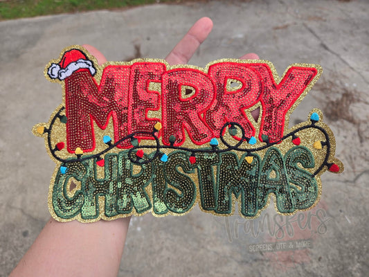 Merry Christmas XL Iron-On Patch - Texas Transfers and Designs