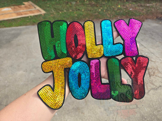 Holly Jolly XL Iron-On Patch (Colorful) - Texas Transfers and Designs