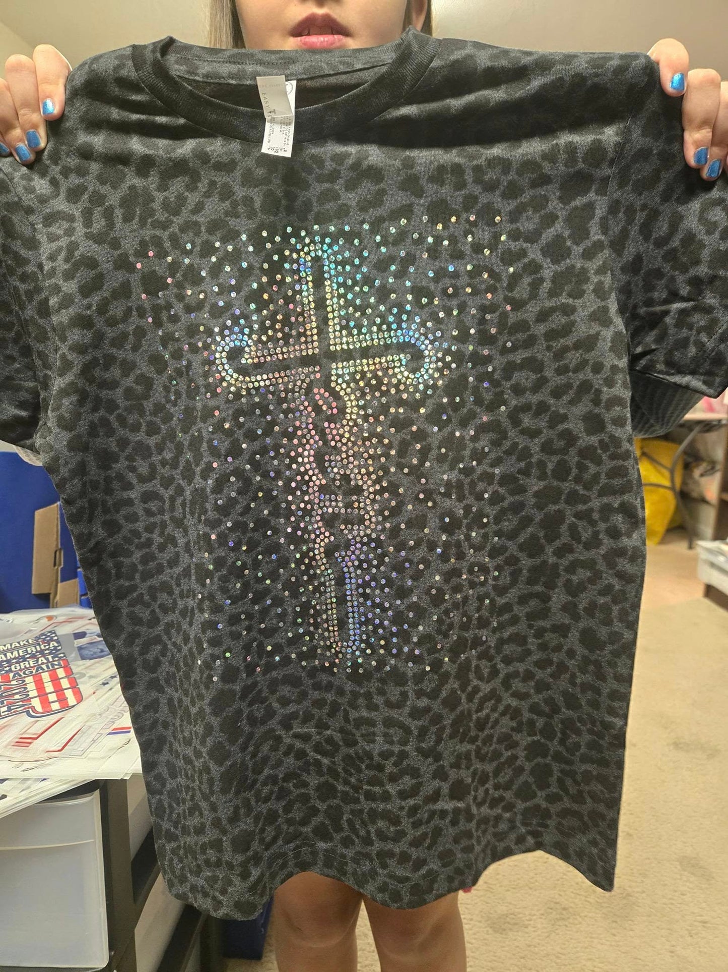 Faith Cross Spangle Transfer