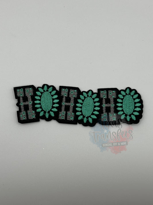 Ho Ho Ho Turquoise Iron-On PATCH - Texas Transfers and Designs