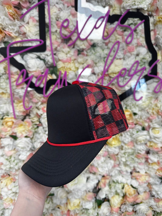 Red/Black Checker Trucker Hat