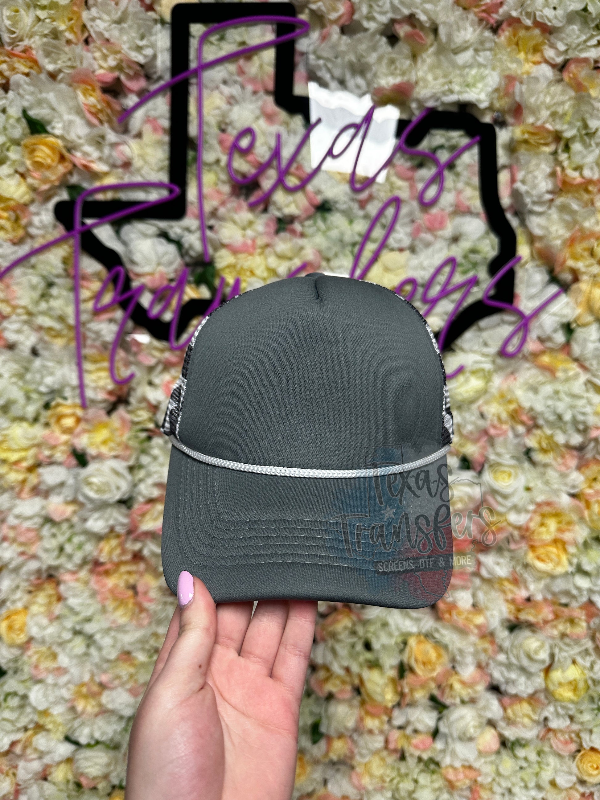Dark Grey Checker Trucker Hat - Texas Transfers and Designs