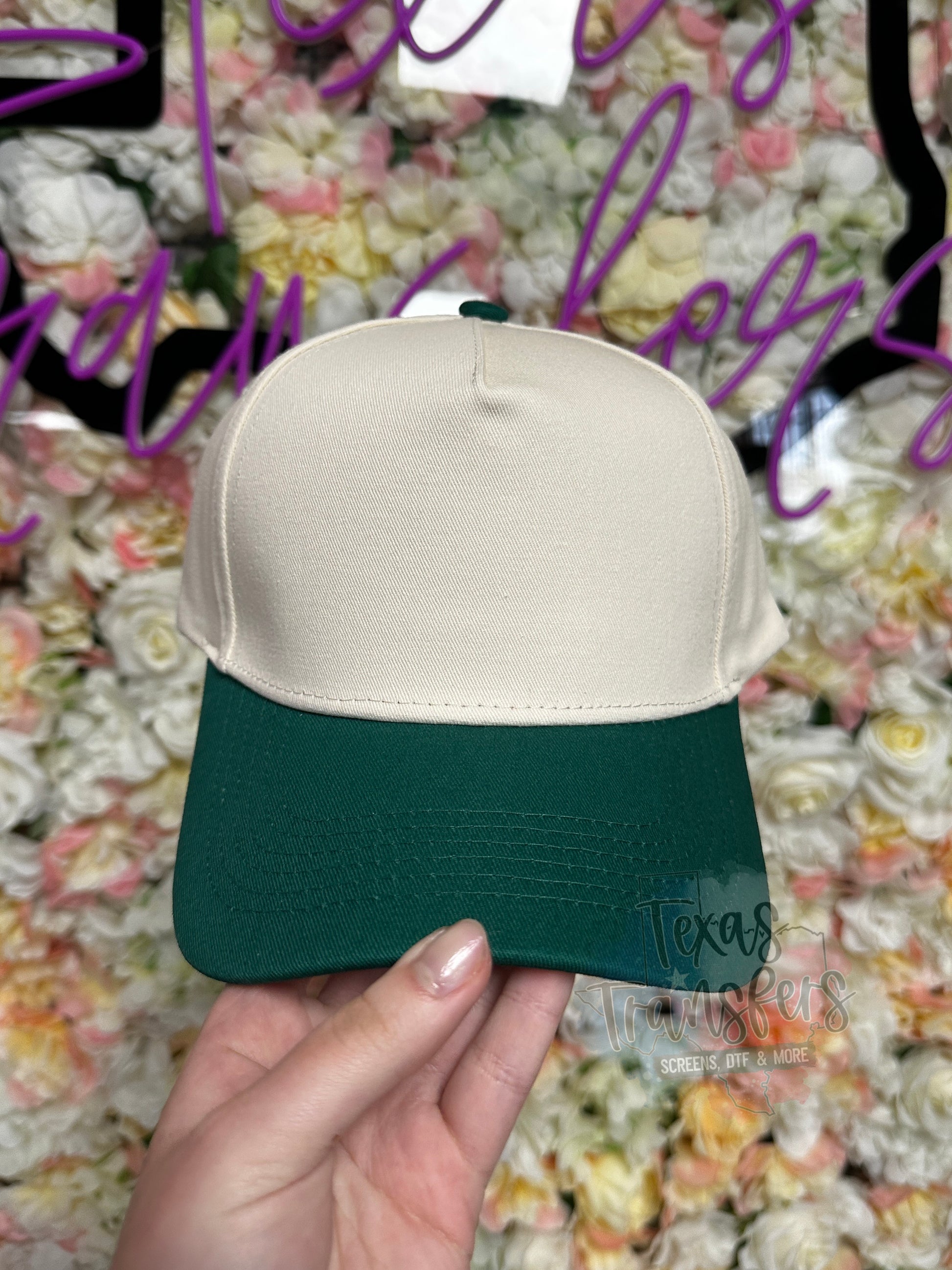 Dark Green Canvas Brim Blank Hat - Texas Transfers and Designs