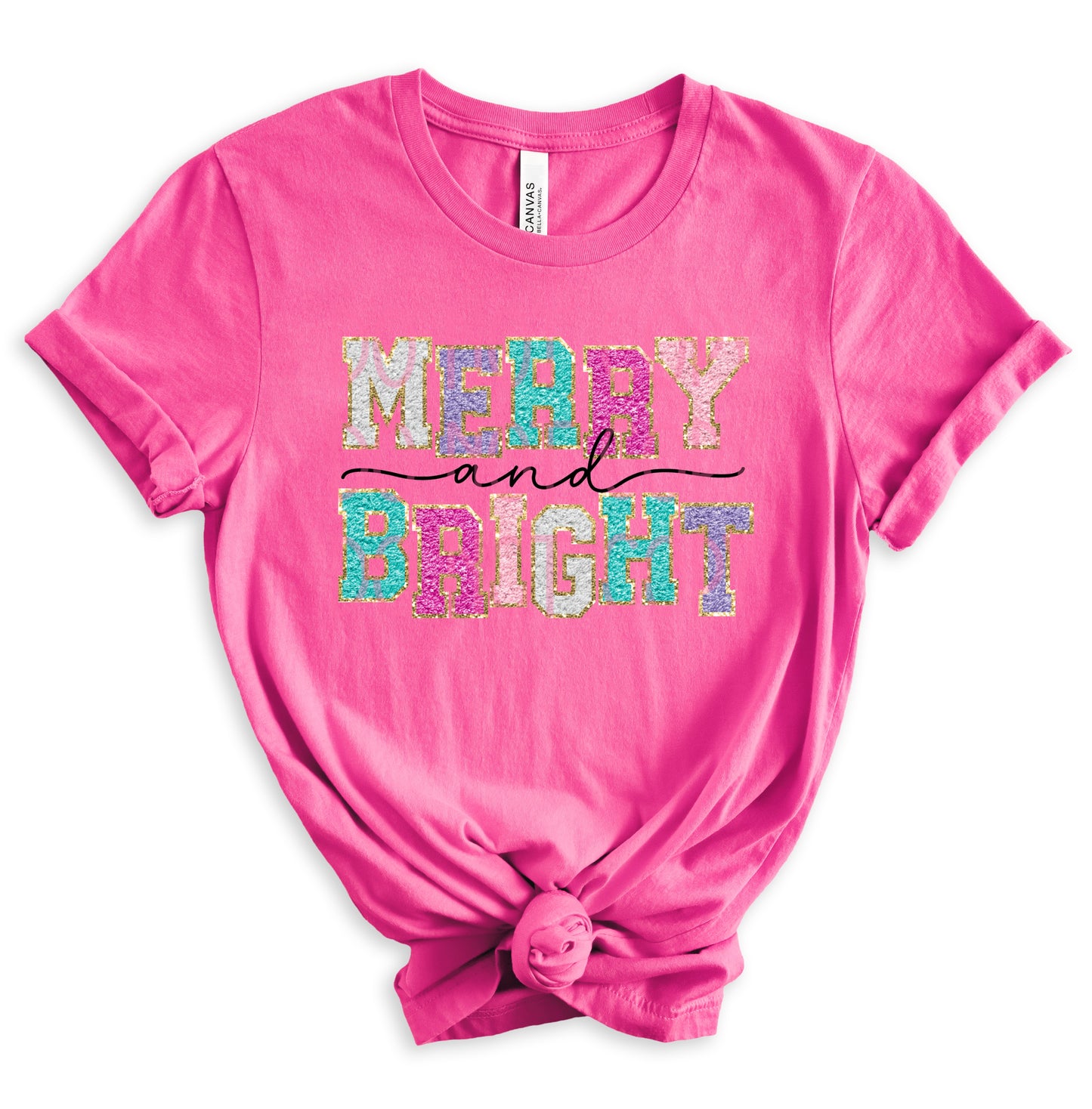 Merry and Bright (faux chenille) DTF