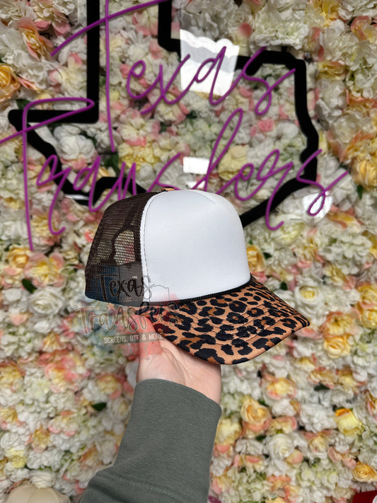 Leopard Brim/Brown Mesh Trucker Hat