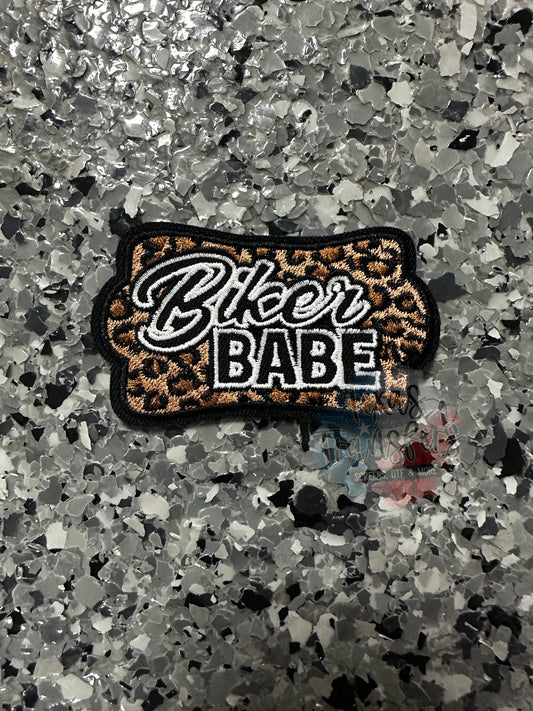 Biker Babe Leopard Iron-On PATCH - Texas Transfers and Designs
