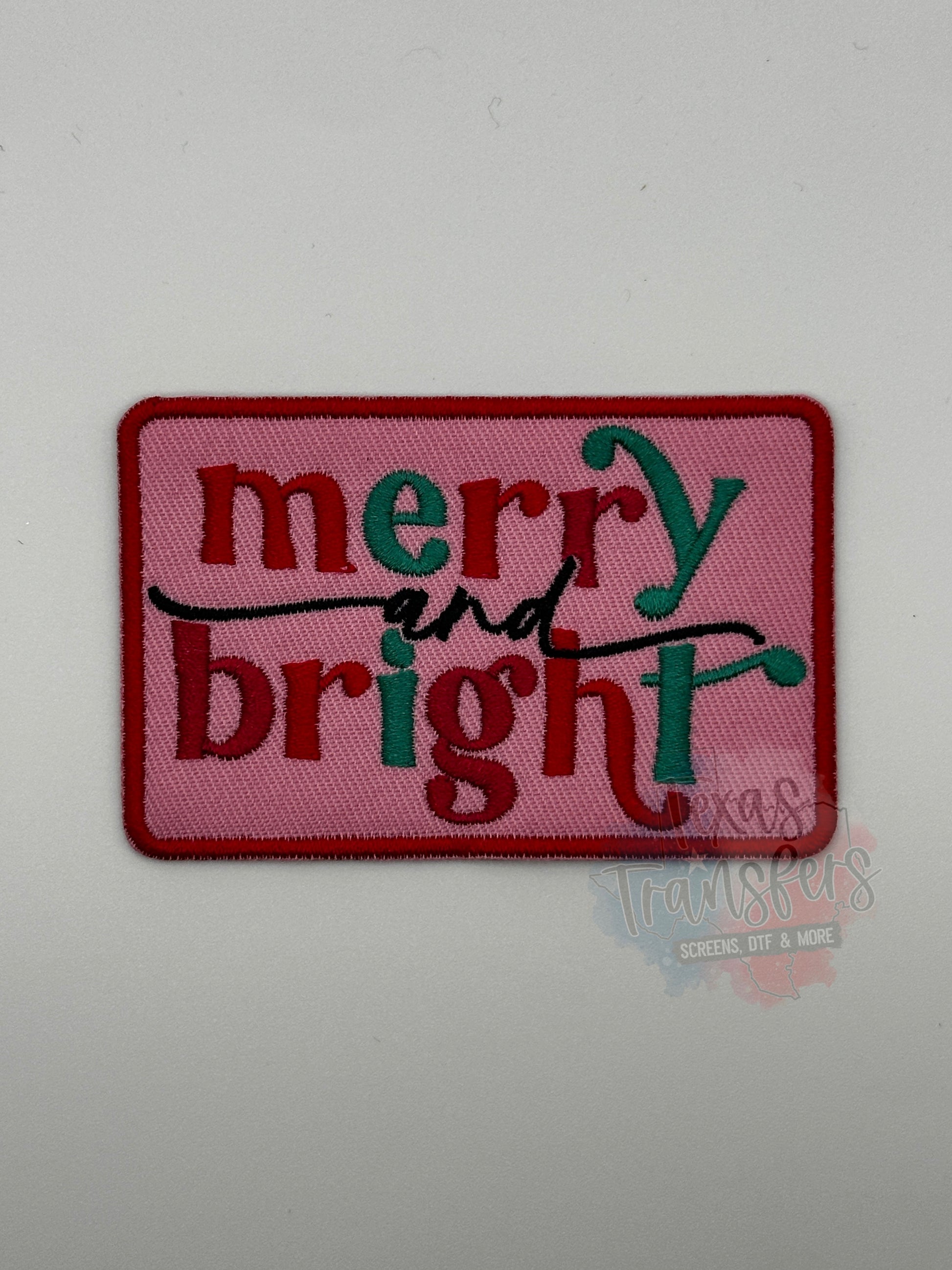 Merry and Bright Iron-On PATCH - Texas Transfers and Designs
