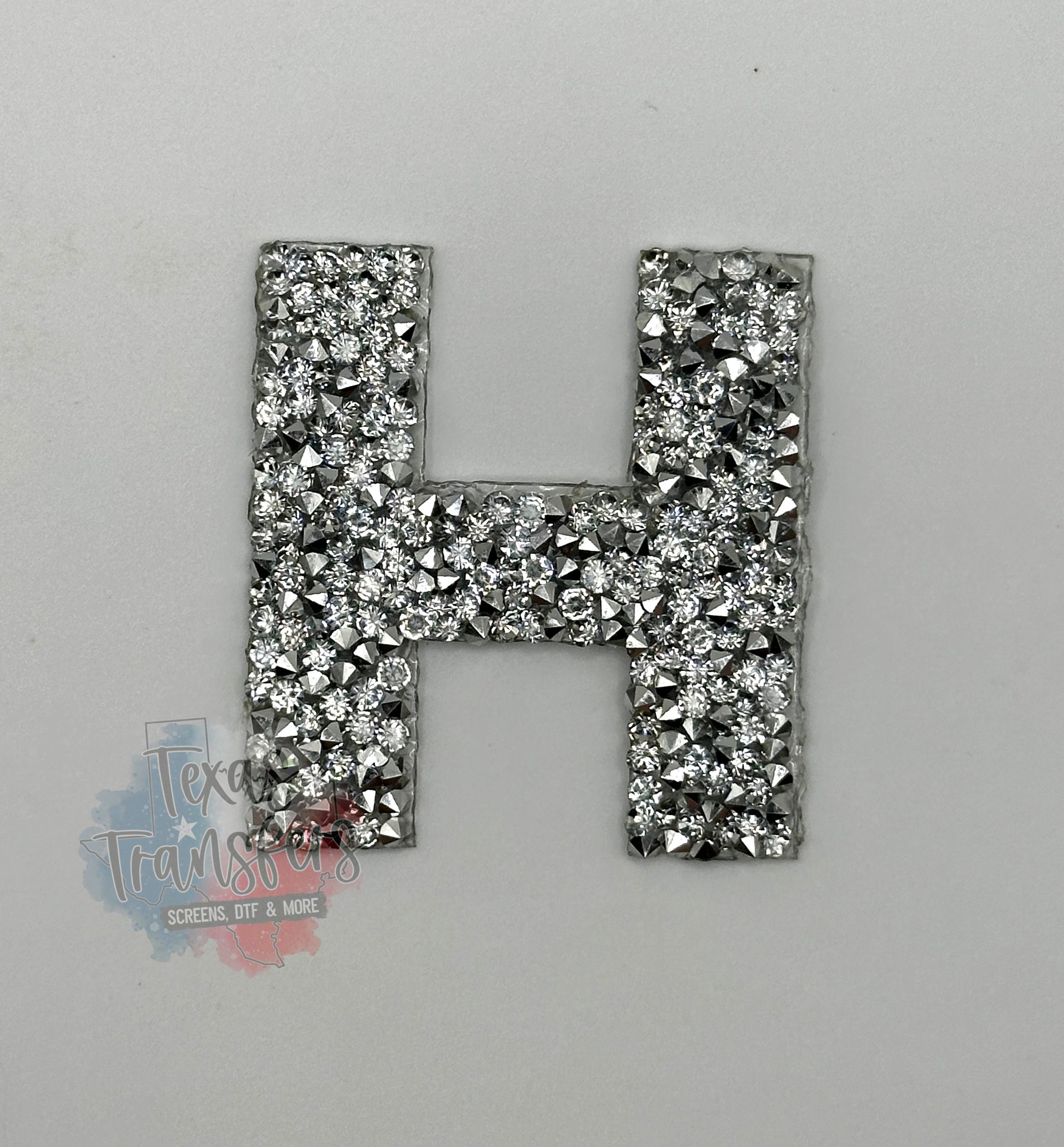 Houston TX Sparkly Stone Letters Iron-On PATCH - Texas Transfers and Designs