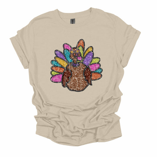 Faux Glitter Turkey DTF - Texas Transfers and Designs