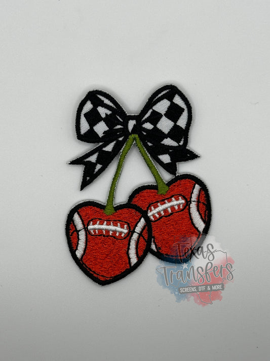 Football Cherries Iron-On PATCH - Texas Transfers and Designs
