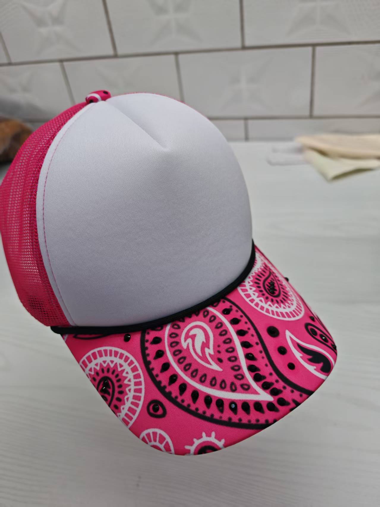 Rhinestone Bandana Premium Trucker Hat - Texas Transfers and Designs
