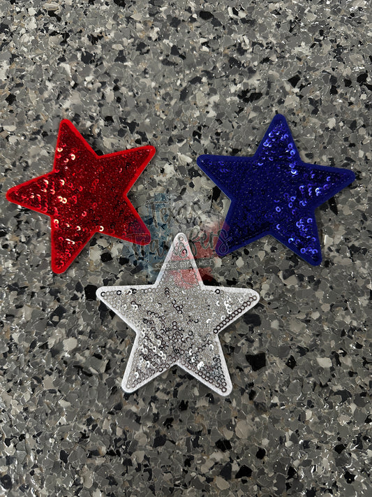 Red/Silver/Blue Stars 3.5” Iron-On PATCH