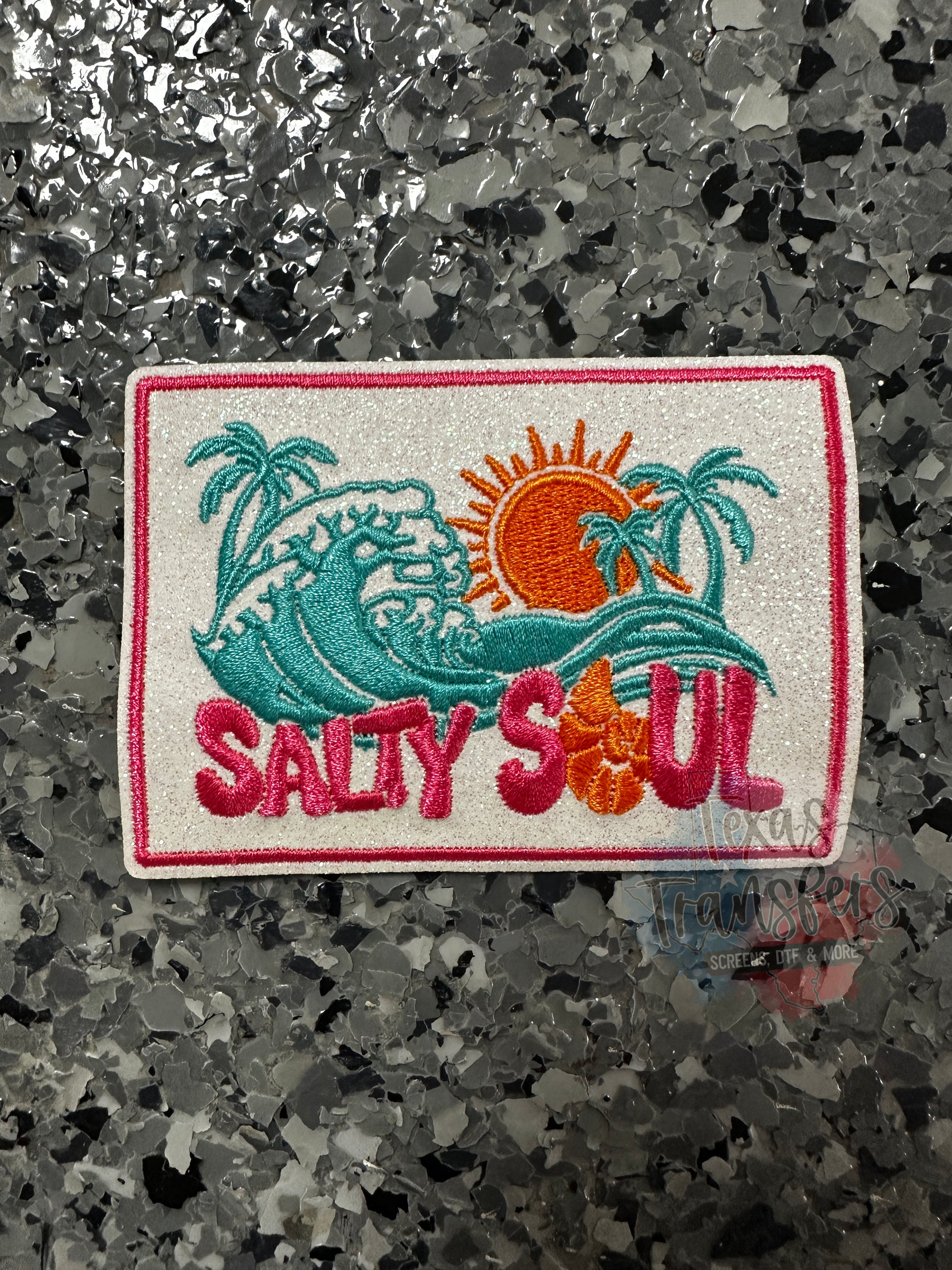 Salty Soul Wave Glitter Iron-On PATCH - Texas Transfers and Designs