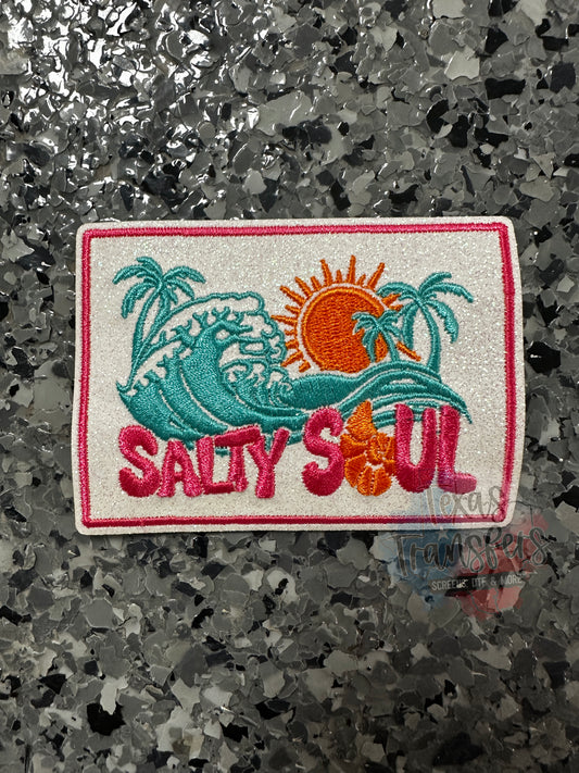 Salty Soul Wave Glitter Iron-On PATCH - Texas Transfers and Designs