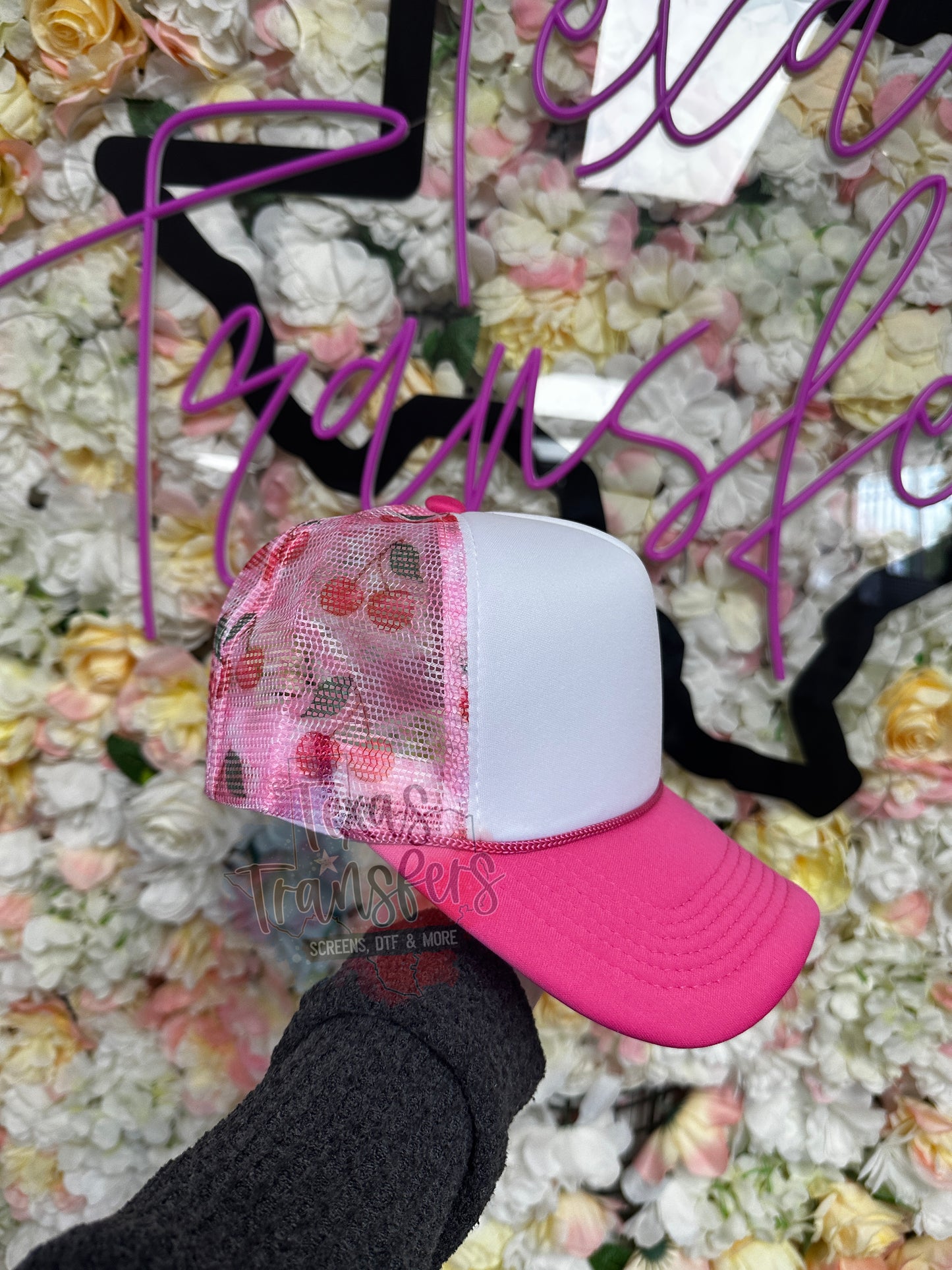 Pink Cherry Mesh/Hot Pink Brim Trucker Hat