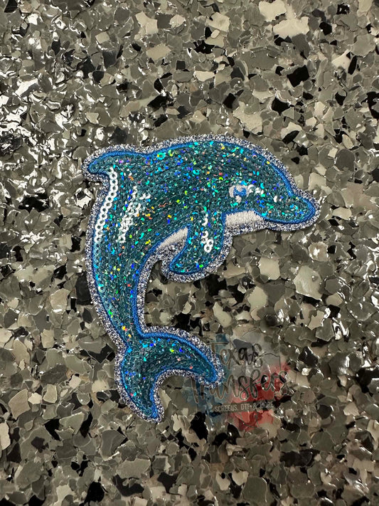 Sequin Dolphin Iron-On Patch