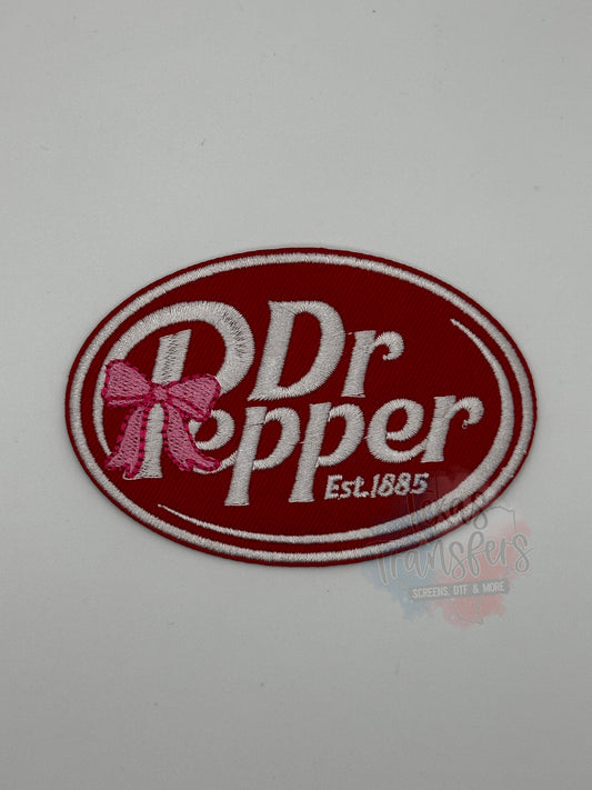Dr. Pep Bow Oval Iron-On PATCH - Texas Transfers and Designs