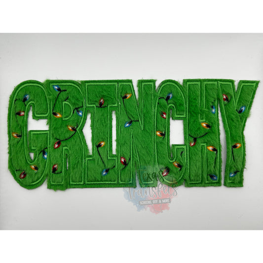 Fuzzy Green Grinchy XL Iron-On PATCH - Texas Transfers and Designs