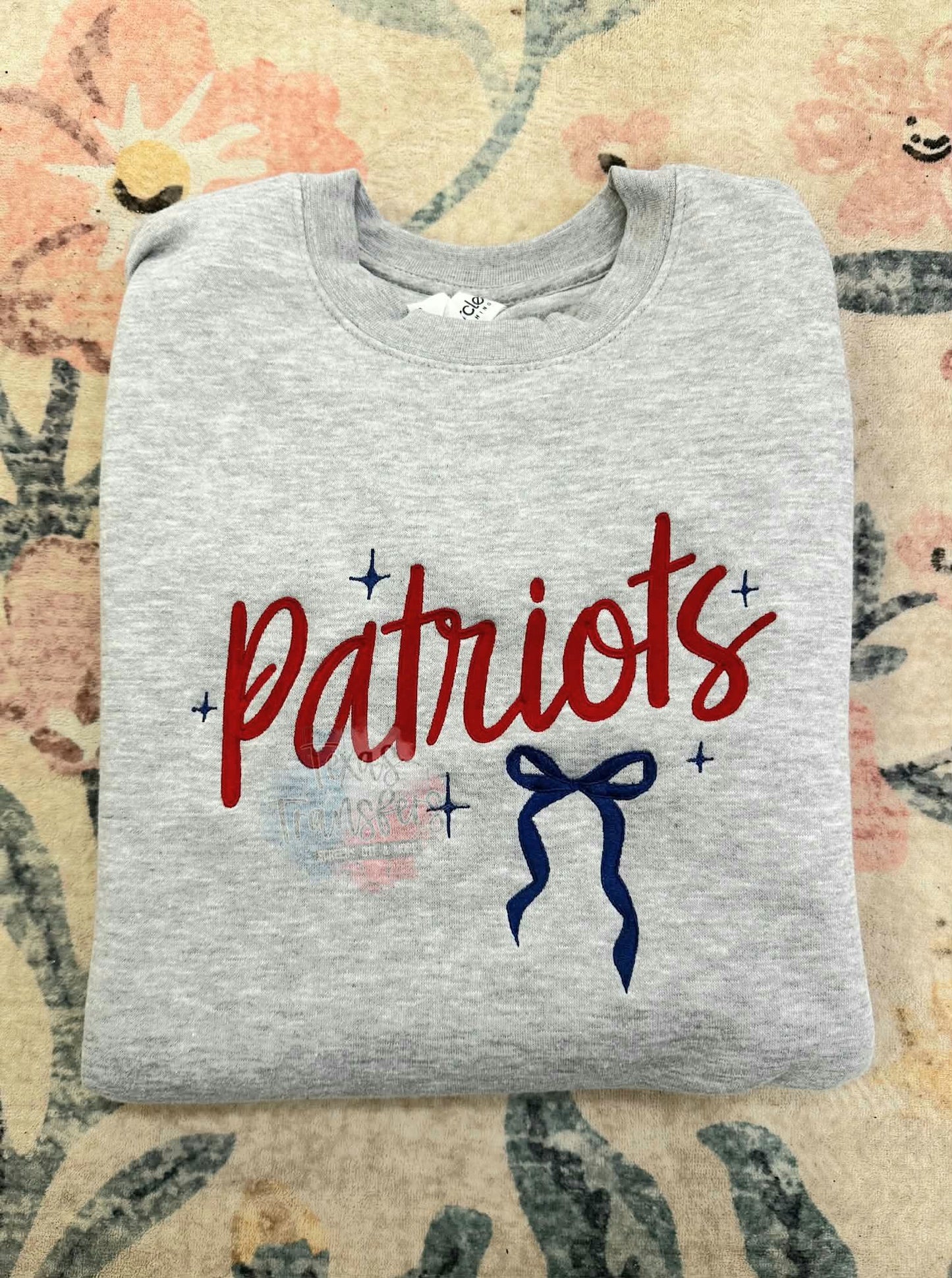 Patriots Bow Embroidered Sweatshirt (Select Color) - Texas Transfers and Designs
