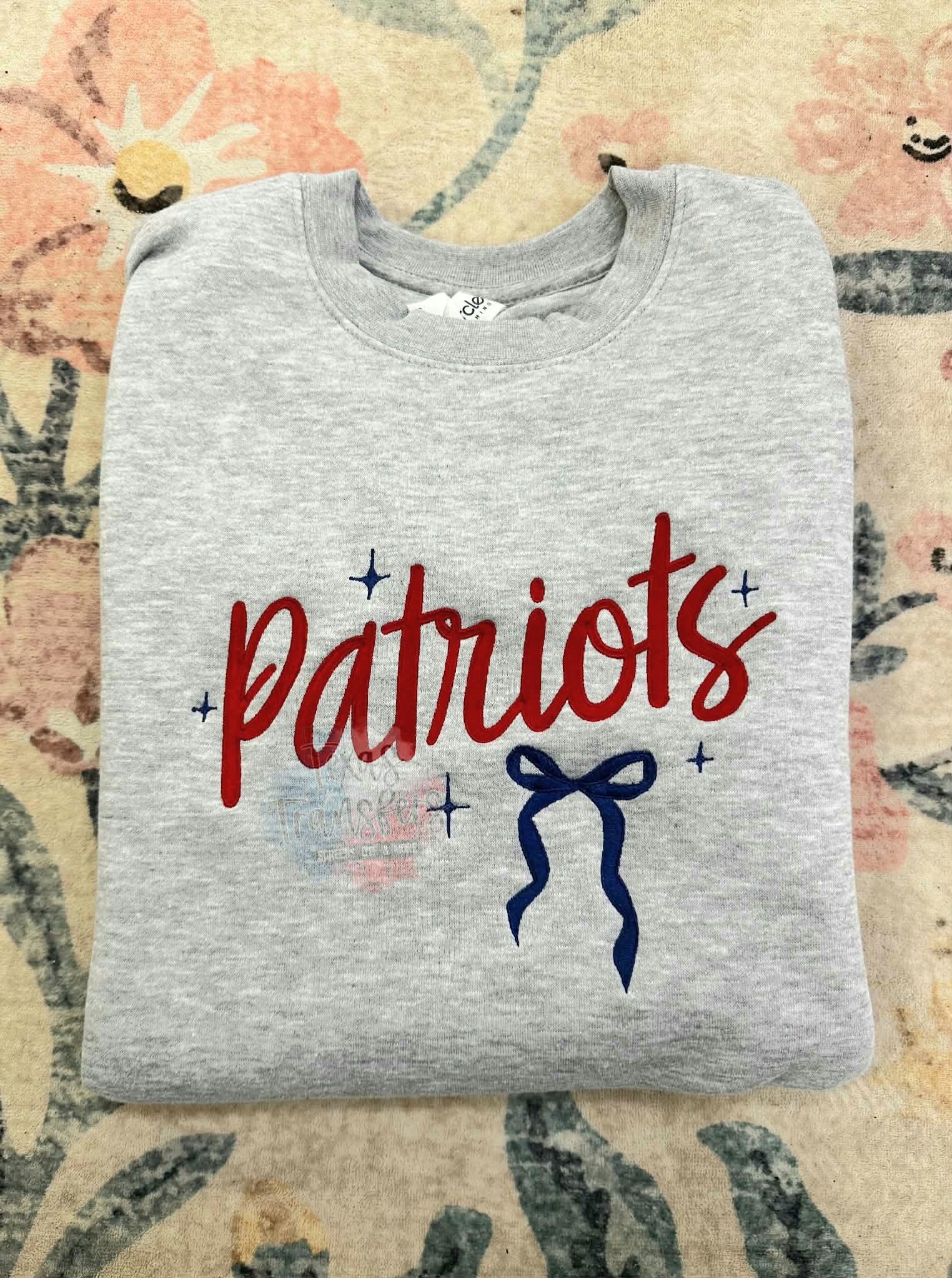 Patriots Bow Embroidered Sweatshirt (Select Color) - Texas Transfers and Designs
