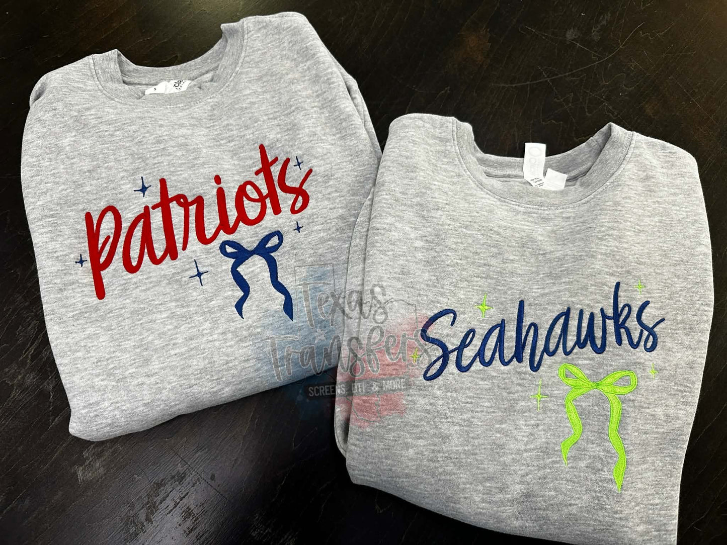 Seahawks Bow Embroidered Sweatshirt (Select Color) - Texas Transfers and Designs