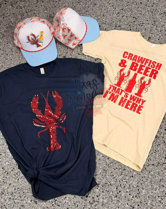 Crawfish Spangle Transfer - Texas Transfers and Designs