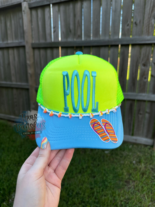 Pool Skinny Letters *Completed Hat* - Texas Transfers and Designs
