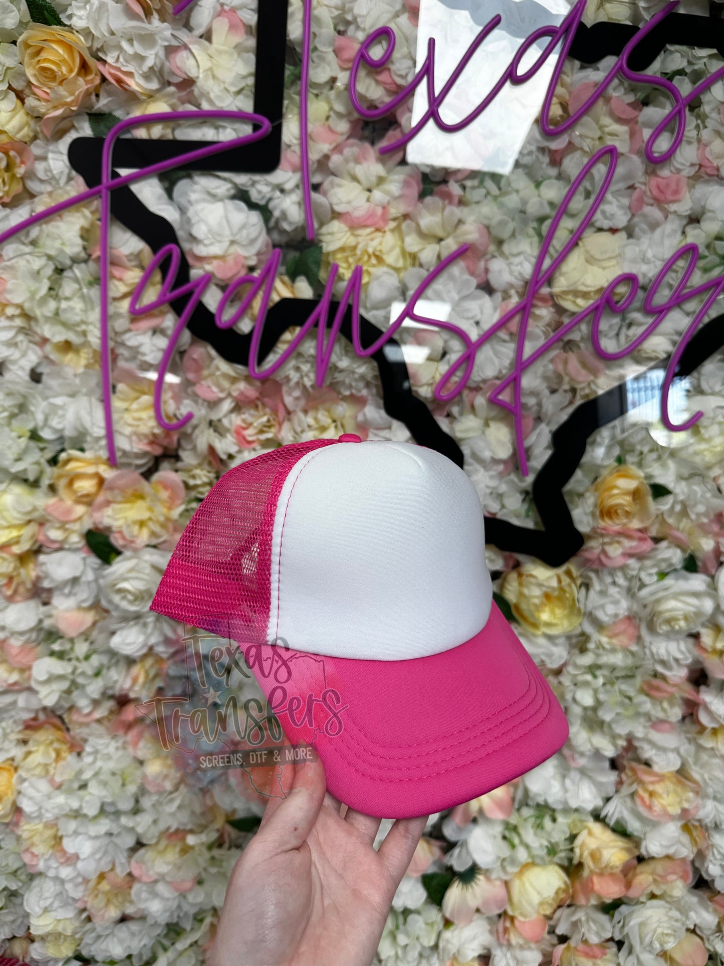 Hot Pink/White Trucker Hat (No Rope)