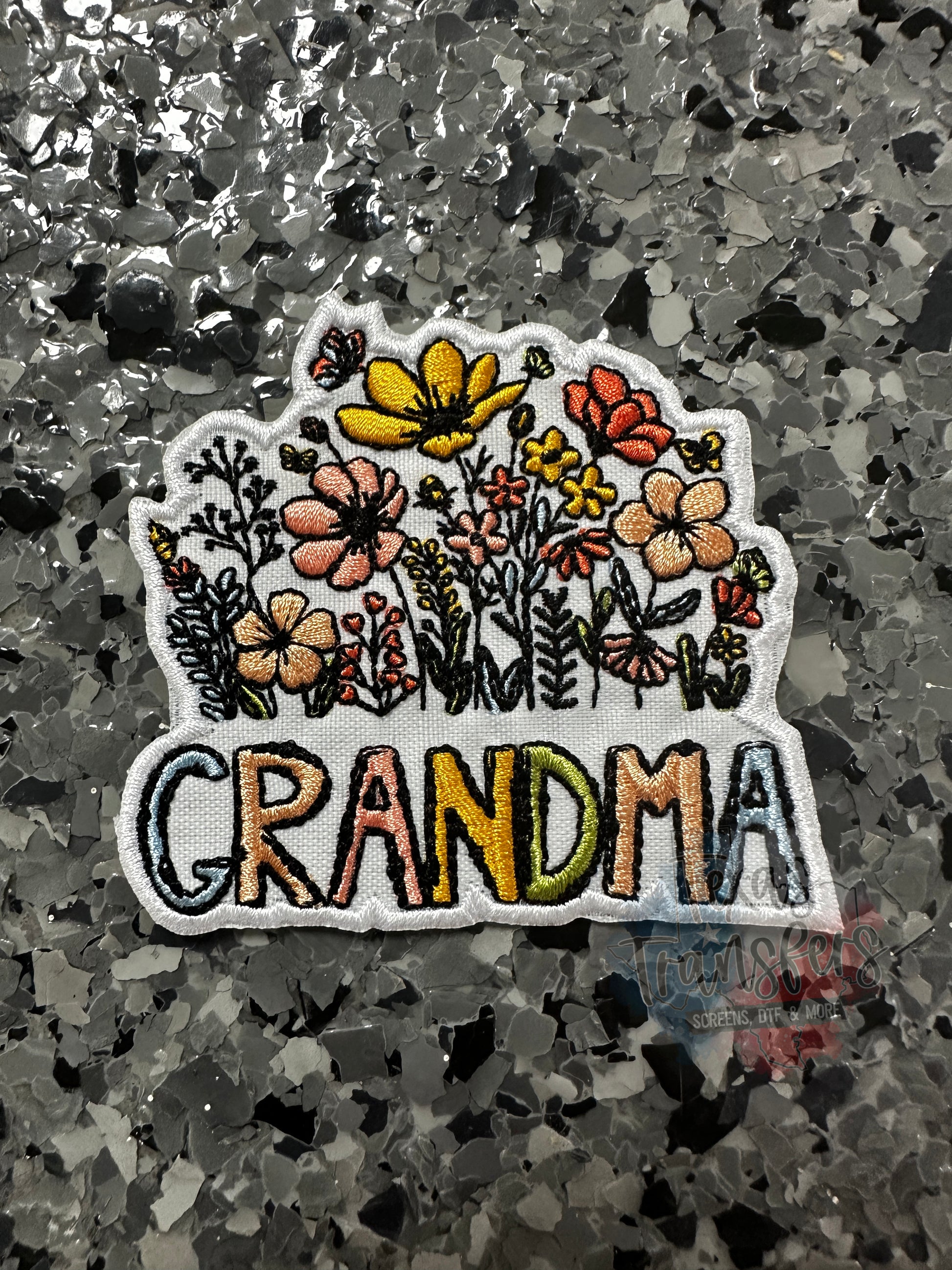 Grandma Flowers Iron-On PATCH - Texas Transfers and Designs