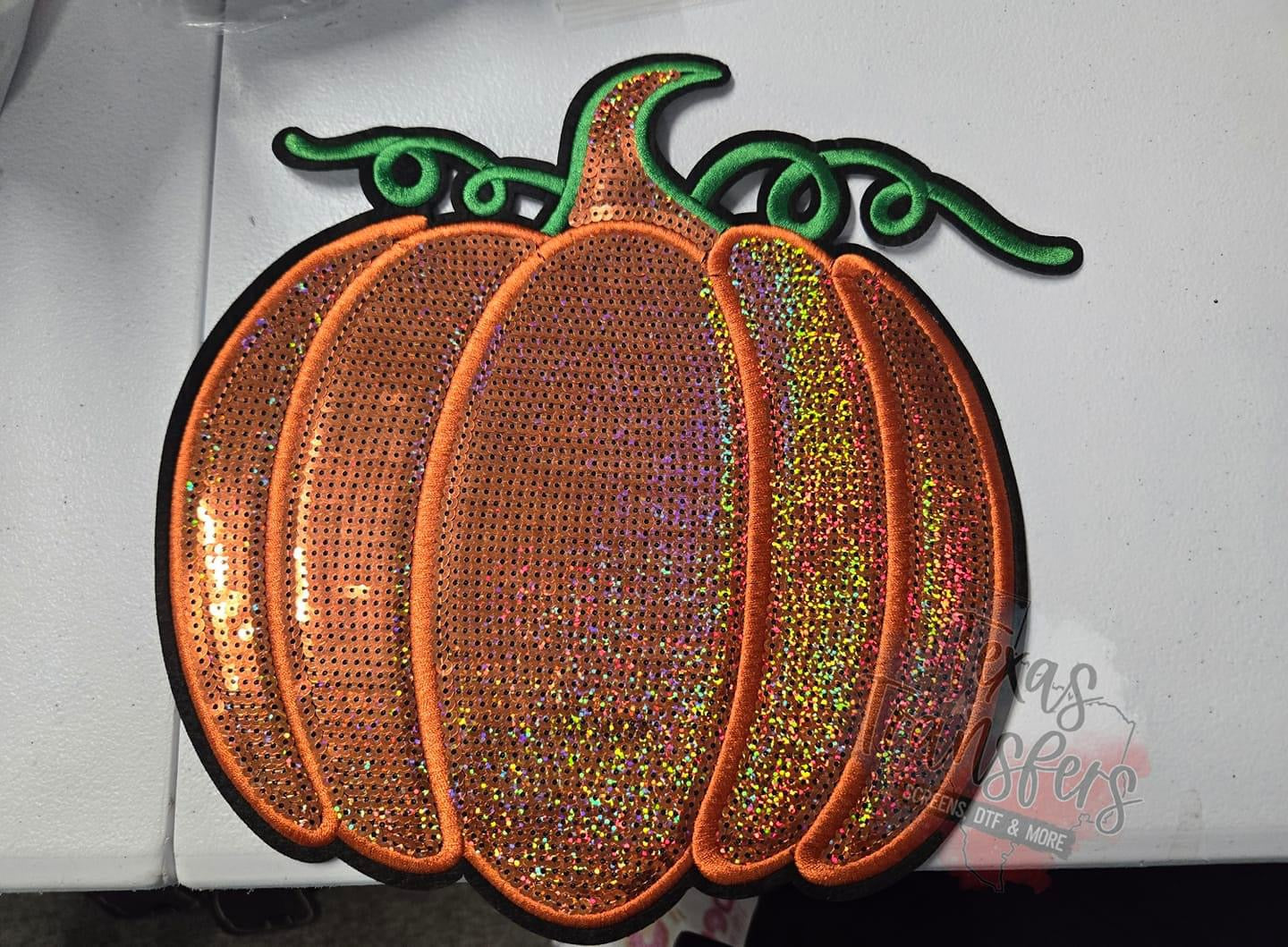 Sequin Pumpkin XL Iron-On PATCH - Texas Transfers and Designs