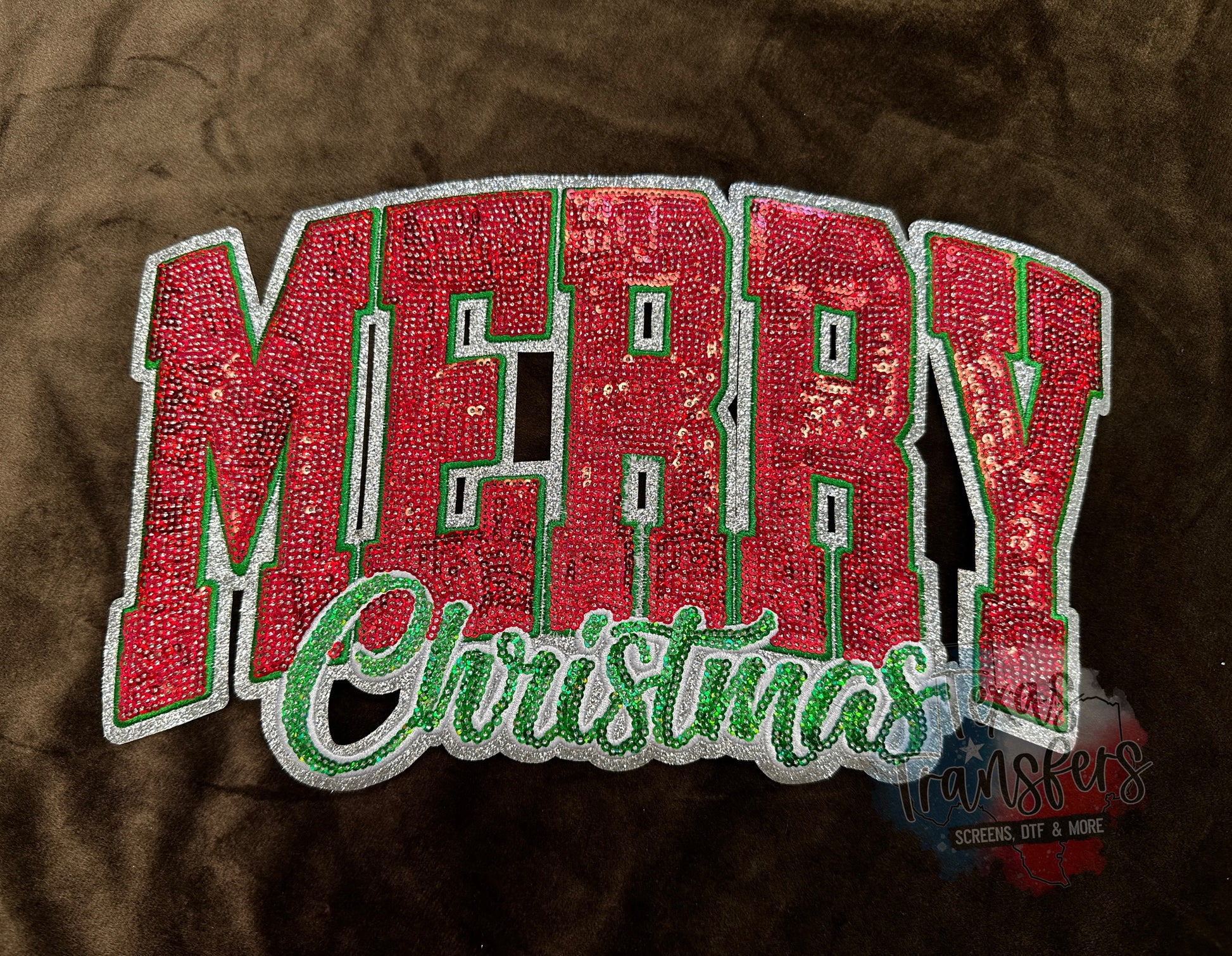 Merry Christmas Varsity XL Iron-On Patch - Texas Transfers and Designs
