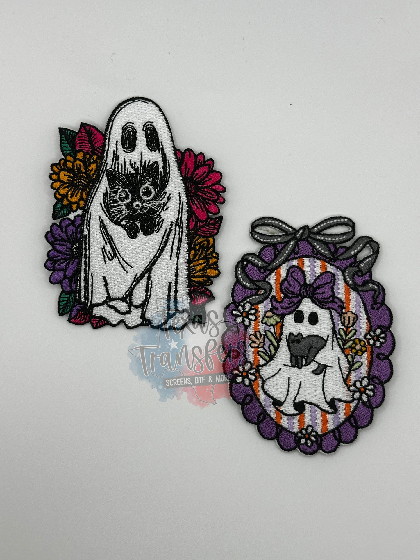 Ghost with Cat Iron-On PATCH - Texas Transfers and Designs