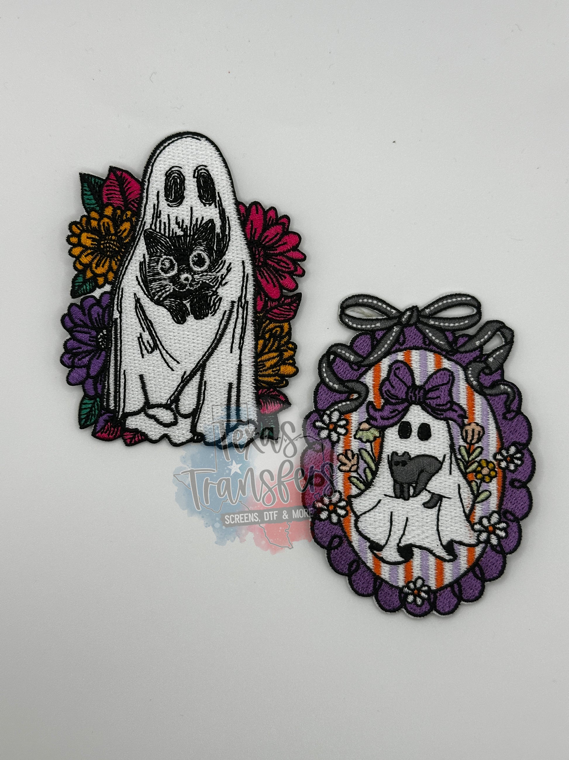 Ghost with Cat Iron-On PATCH - Texas Transfers and Designs