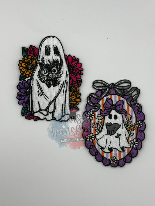 Ghost with Cat Iron-On PATCH - Texas Transfers and Designs