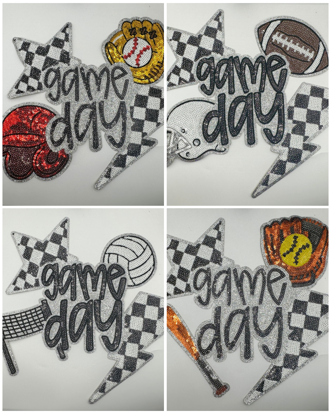 Game Day Sports Sequin/Glitter XL Patches (Multiple Options) - Texas Transfers and Designs
