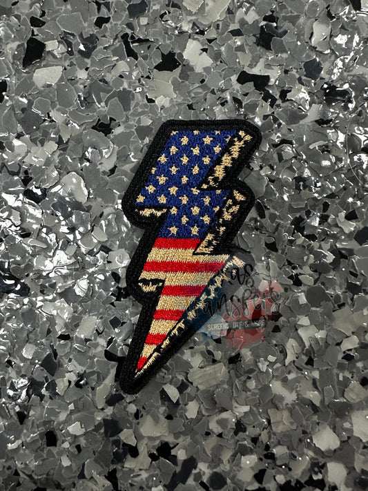 Patriotic Lightning Iron-On Patch