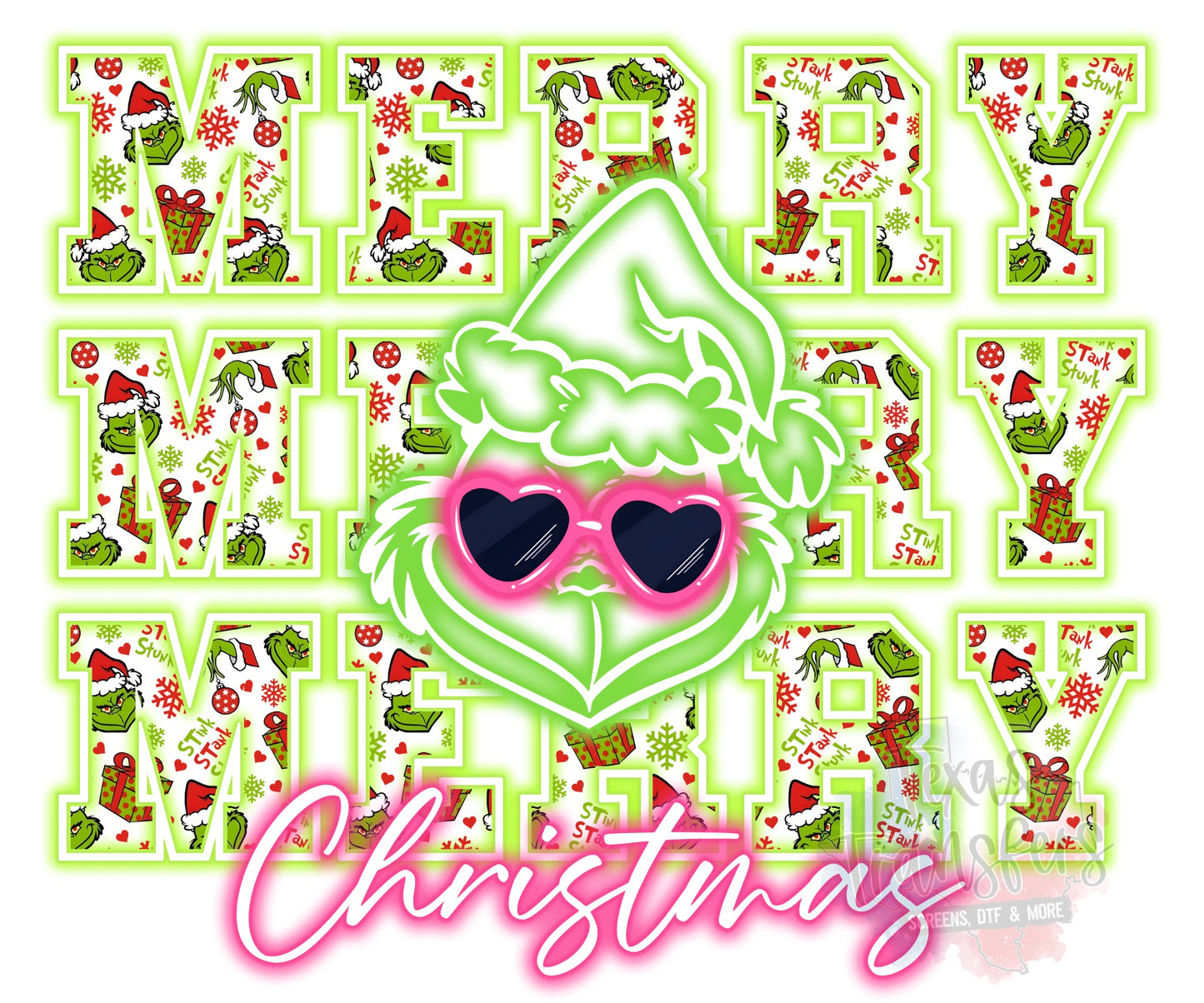 Merry Christmas Grinch Neon DTF