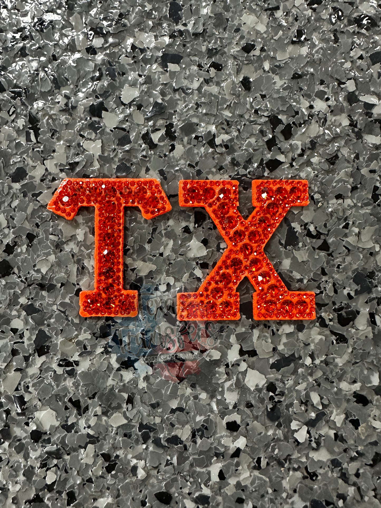 Orange/Blue Rhinestone Letters (Iron-On)