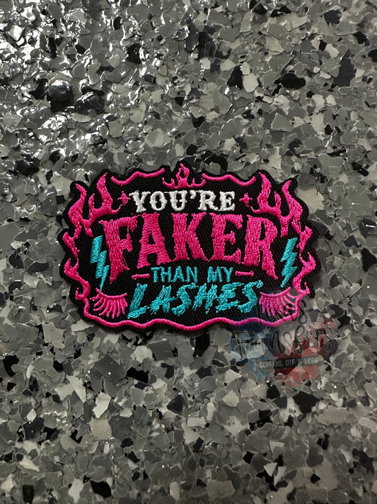 Faker Than my Lashes Iron-On PATCH - Texas Transfers and Designs
