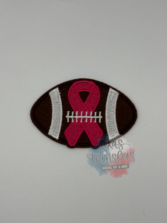 Small Breast Cancer Football Iron-On PATCH - Texas Transfers and Designs