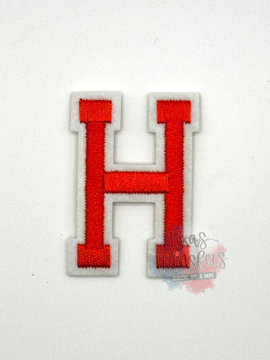 H Orange Letter Iron-On PATCH - Texas Transfers and Designs