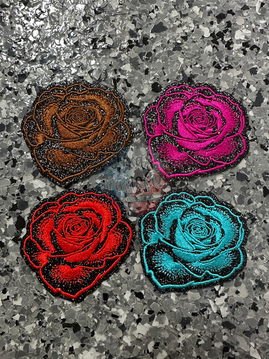 Glitter Rose Iron-On PATCH (MULTIPLE OPTIONS) - Texas Transfers and Designs