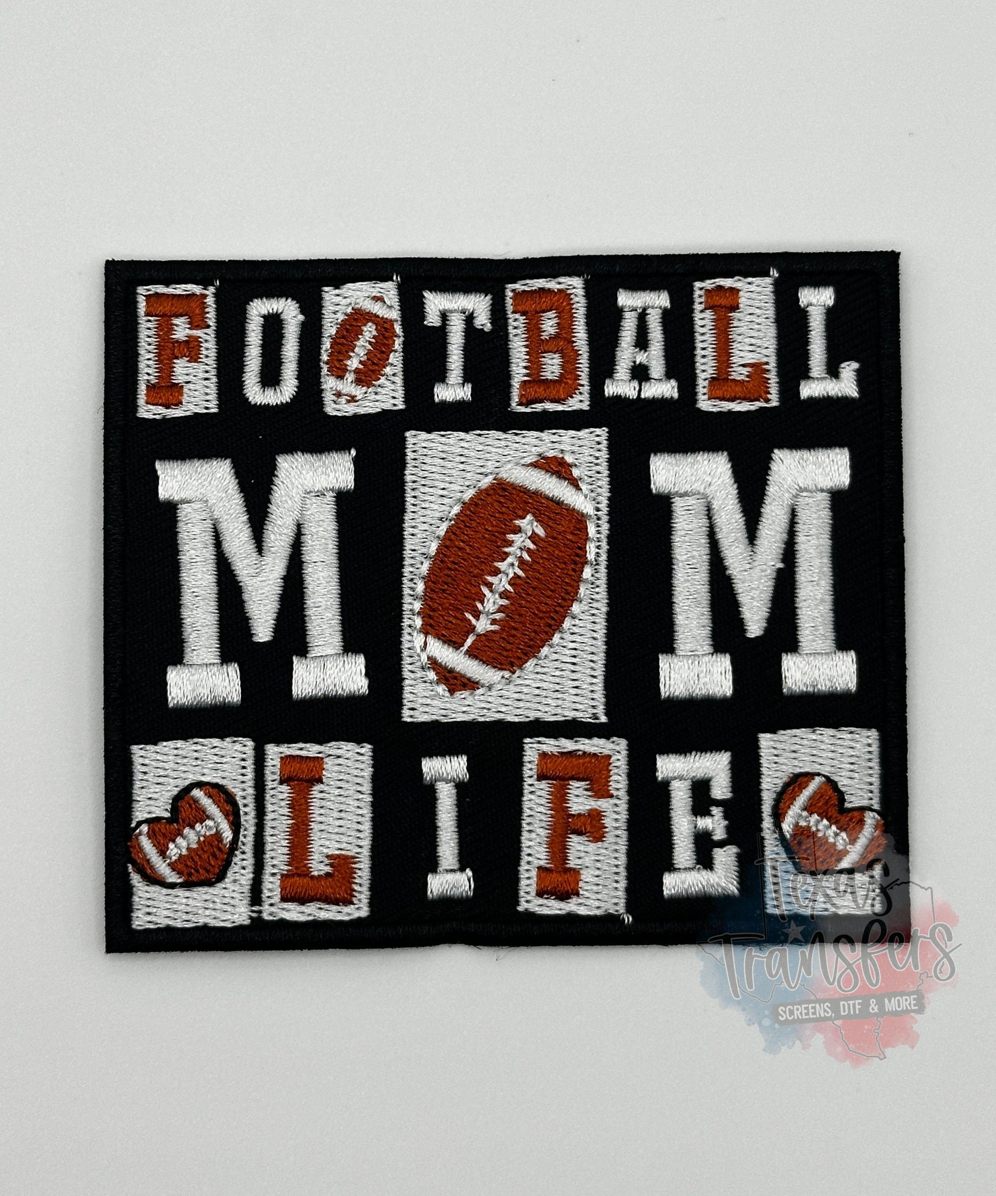 Football Mom Life Iron-On PATCH - Texas Transfers and Designs